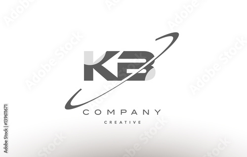 kb k b swoosh grey alphabet letter logo