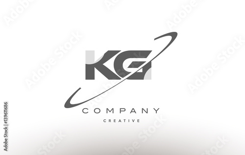 kg k g swoosh grey alphabet letter logo