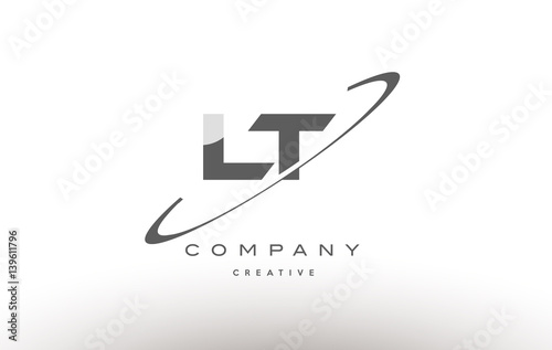 lt l t swoosh grey alphabet letter logo
