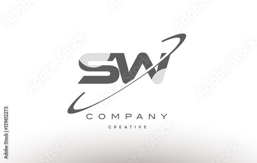 sw s w swoosh grey alphabet letter logo