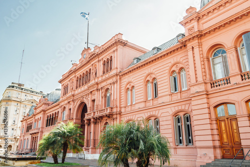 Casa Rosada (Pink House), presidential Palace in Buenos Aires, Argentina, view from the front entrance