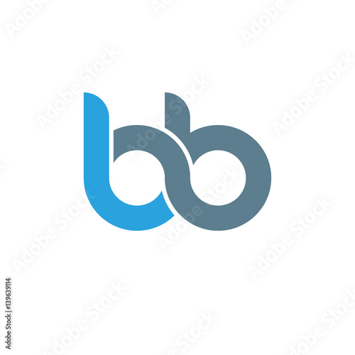 Initial letter bb modern linked circle round lowercase logo blue gray