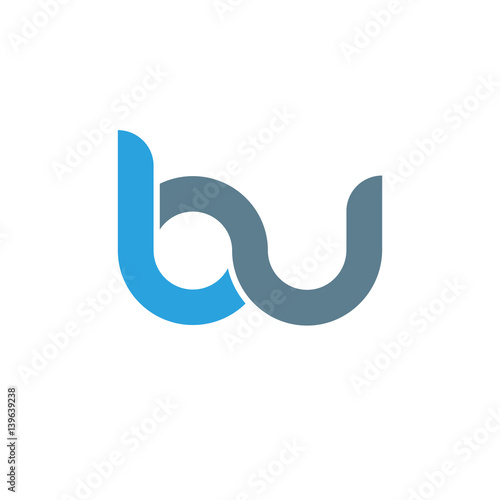 Initial letter bu modern linked circle round lowercase logo blue gray