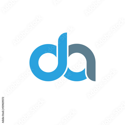 Initial letter da modern linked circle round lowercase logo blue gray