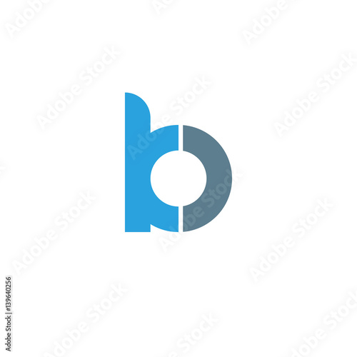 Initial letter kb modern linked circle round lowercase logo blue gray