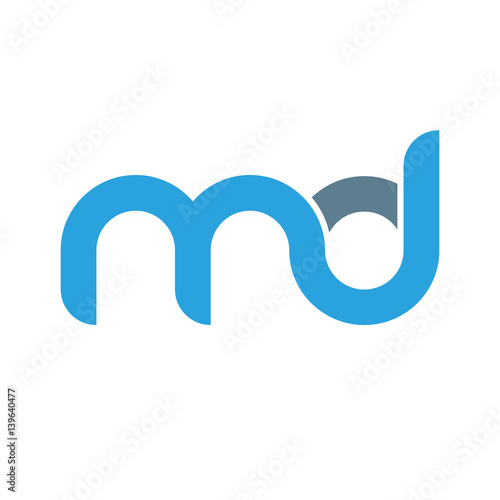 Initial letter md modern linked circle round lowercase logo blue gray