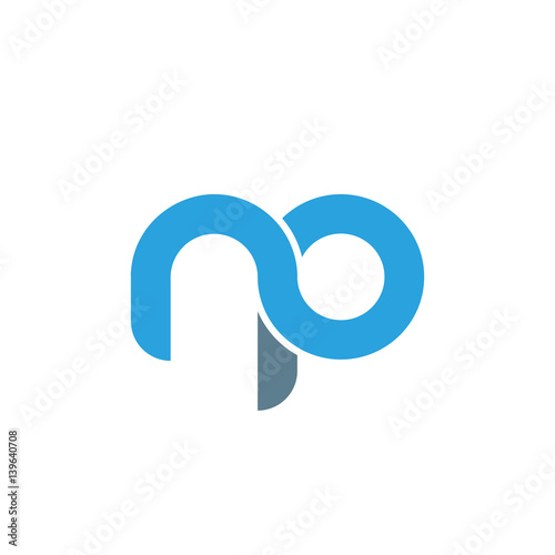 Initial letter np modern linked circle round lowercase logo blue gray