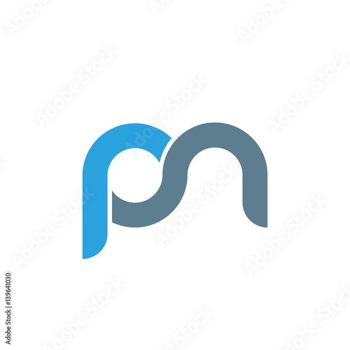 Initial letter pn modern linked circle round lowercase logo blue gray