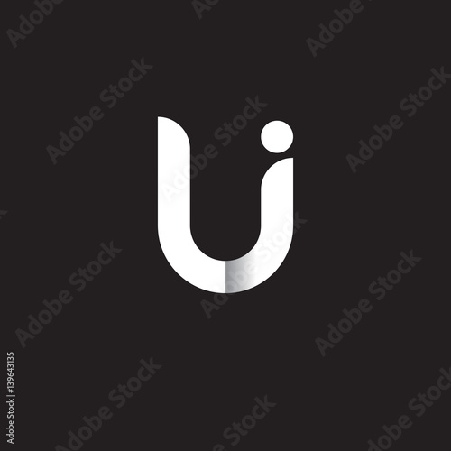 Initial lowercase letter li, linked circle rounded logo with shadow gradient, white color on black background