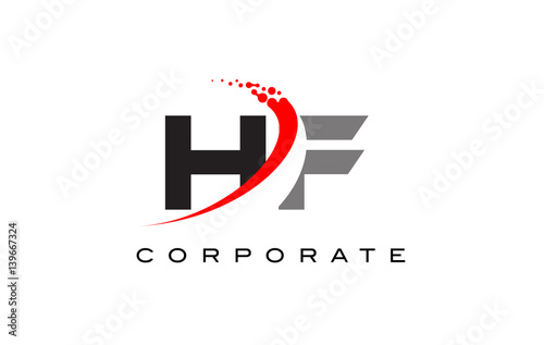 HF Modern Letter Logo Design with Swoosh