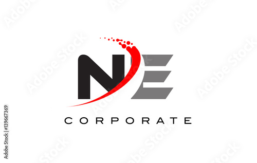 NE Modern Letter Logo Design with Swoosh