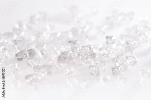 natural transparent diamonds in macro on white