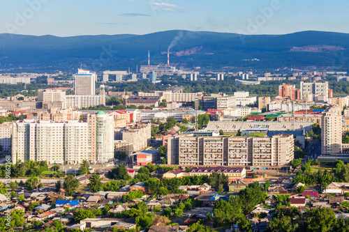 Krasnoyarsk aerial panoramic view