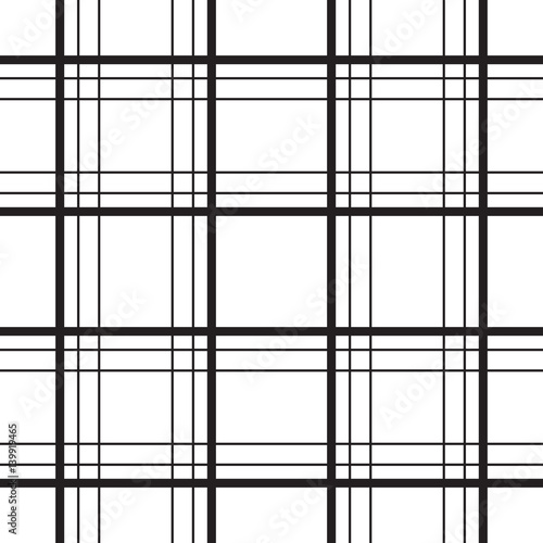 Geometric plaid line black and white minimalistic vector pattern. Checkered background.