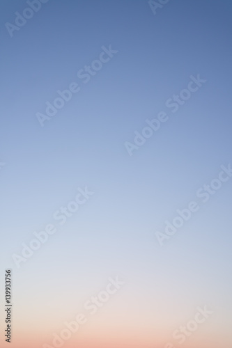 Clear sky without clouds, sunset. Sky background or gradient.