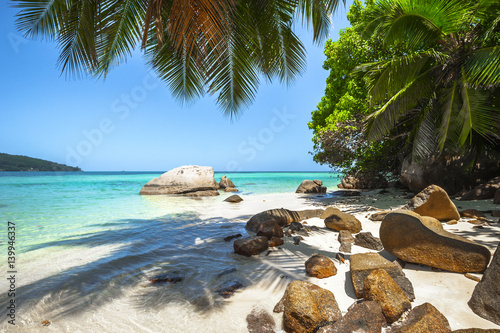 Beach of the Seychelles, Island Mahé, Beach Anse a la Mouche