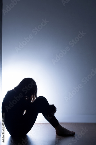 Black silhouette of teenage girl