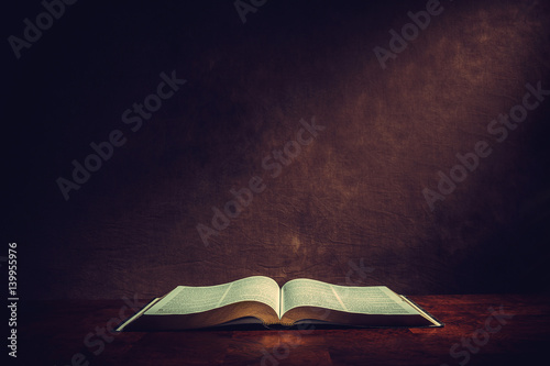 Open bible on a desk