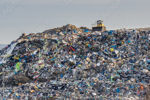 Pollution concept. Garbage pile in trash dump or landfill.