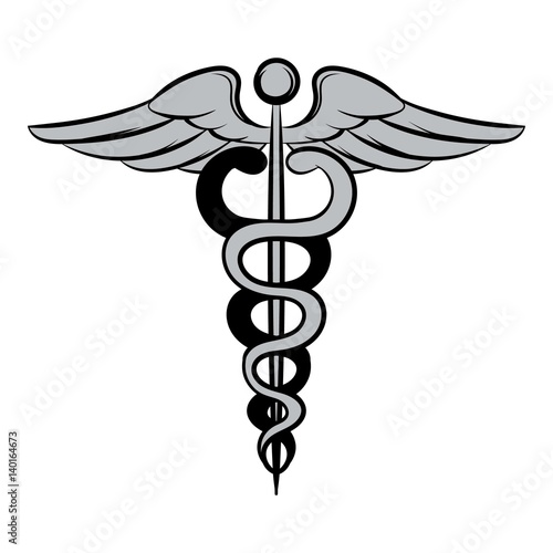 Caduceus medical symbol icon cartoon