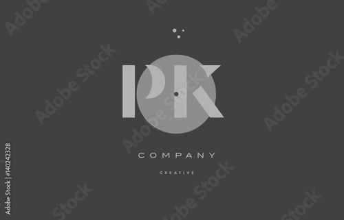 pk p k grey modern alphabet company letter logo icon