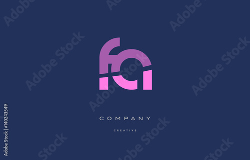 fa f a pink blue alphabet letter logo icon