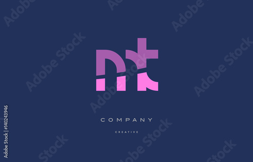 mt m t pink blue alphabet letter logo icon