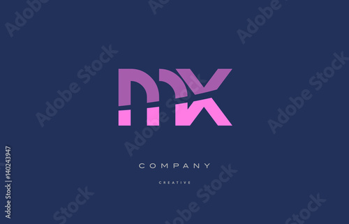 mx m x pink blue alphabet letter logo icon
