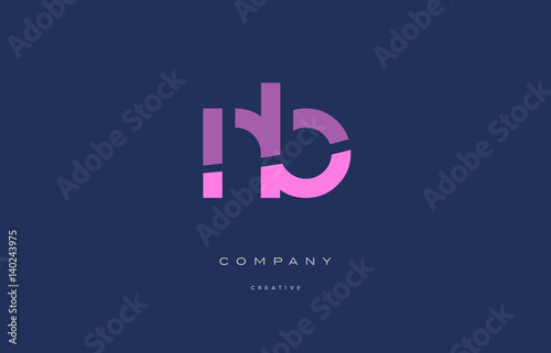 nb n b pink blue alphabet letter logo icon