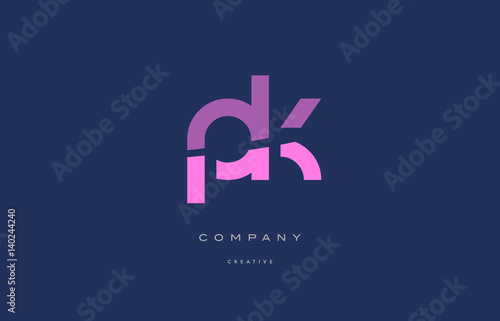 pk p k pink blue alphabet letter logo icon
