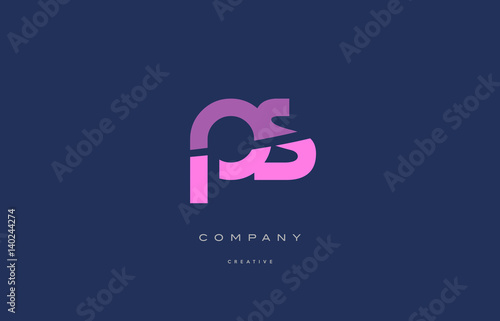 ps p s pink blue alphabet letter logo icon