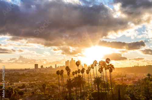 Los Angeles and Palm Trees Golden Hour