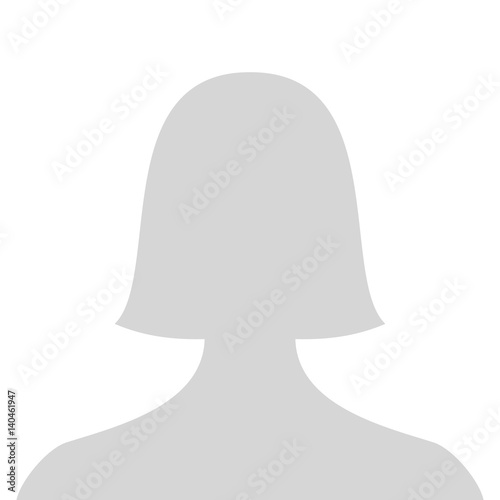 Default female avatar profile picture icon. Grey woman photo placeholder.