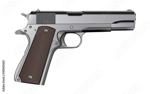 Colt M1911 pistol isolated on white vector