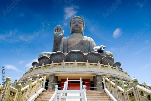 HONG KONG, CHINA - MARCH 7, 2014: The enormous Tian Tan Buddha at Po Lin Monastery at Lantau island