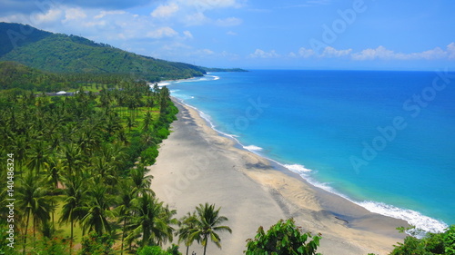 Aerial view of beautiful beach on Lombok Island, Indonesia