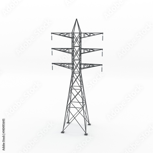 Power transmission tower. 3D rendering illustration.
