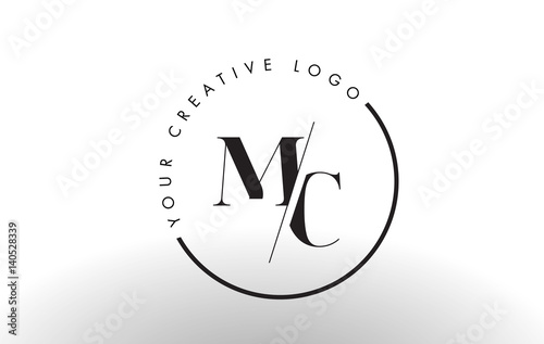 MC Serif Letter Logo Design with Creative Intersected Cut.