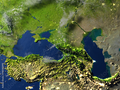 Caucasus region on planet Earth