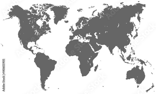 Weltkarte in Dunkelgrau ohne Grenzen (hoher Detailgrad)