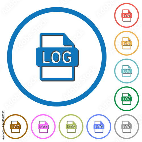 LOG file format icons with shadows and outlines