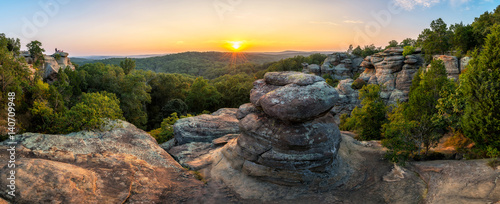 Rock formations and summer sunset, Garden of the God's, Southern Illinois