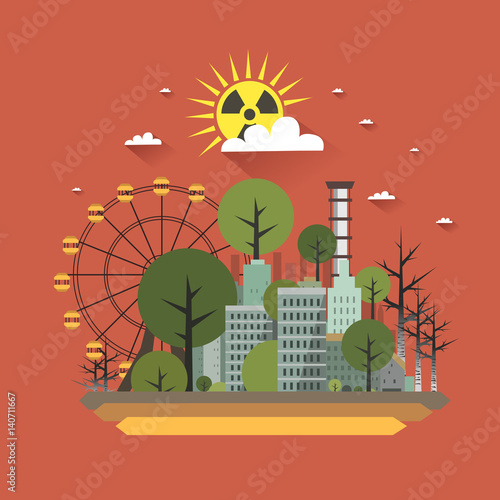 Chernobyl disaster. Nuclear radiation concept