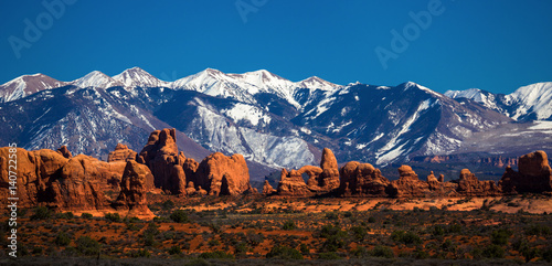 La Sal Mountains behind Arches National Park