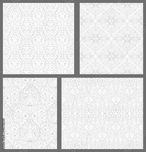 Set of Damask seamless pattern. Vector illustration.