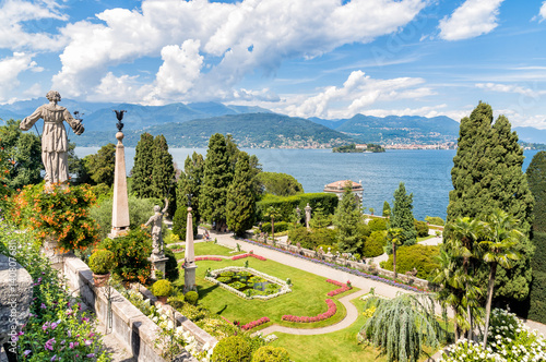 Baroque garden of island Bella - isola Bella, is one of the Borromean Islands of Lake Maggiore in Piedmont of north Italy. 