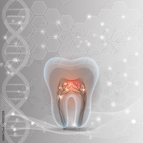 Tooth cross section abstract DNA light grey background 