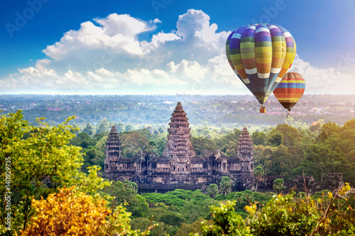 Angkor Wat Temple with balloon, Siem reap in Cambodia.