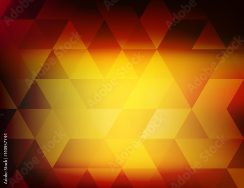 Dark red and yellow pattern with triangles. Vector background