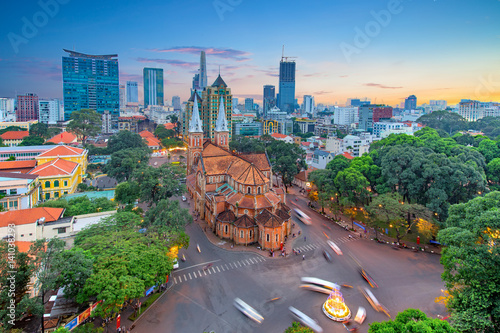 Aerial view of Notre-Dame Cathedral Basilica of Saigon